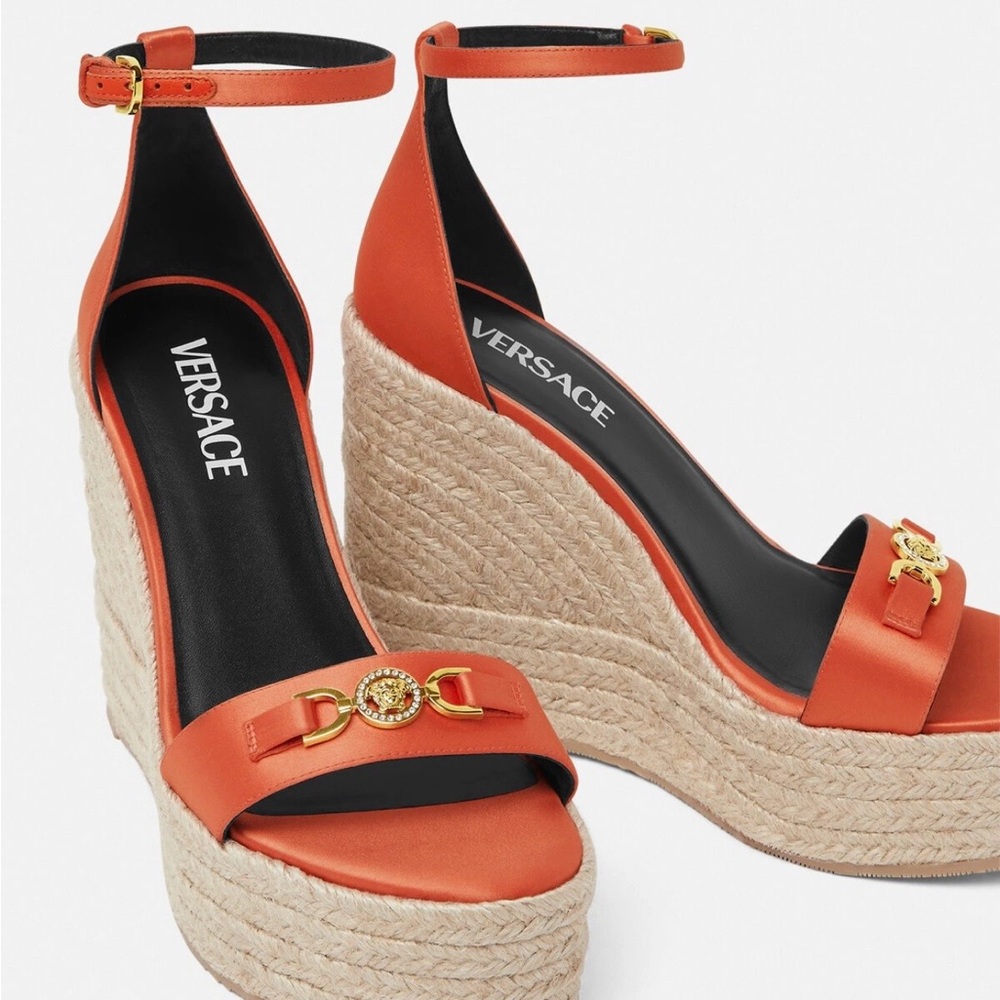 Versace Orange Espadrille Wedges